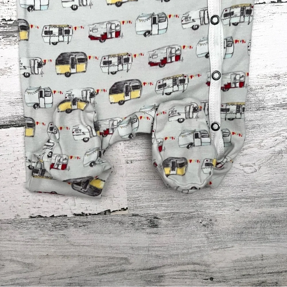 Milkbarn One Piece Pajamas 0-3M Organic Cotton Camper Trailer Footed